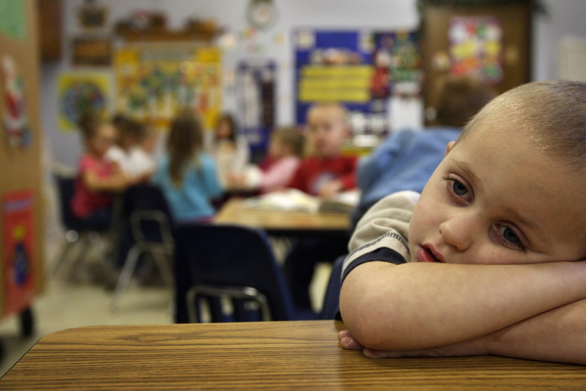 WILMINGTON, OH - DECEMBER 18: Taylor Rolfe, age 4, sits in class as part of the Head Start early education program December 18, 2008 in Wilmington, Ohio. The federal government funds a set number of students in each county, but officials in Wilmington say that the demand has far outstripped resources available. The town of 12,000 is facing a bitter winter, as the main employers, the German shipping company DHL and its partner ABX are cutting more than 7,000 jobs. City officials say that the total number of jobs lost could reach almost 10,000, as smaller businesses tied to DHL and ABX close up. The massive layoffs are expected to devestate the economies of several counties surrounding the Wilmington hub. DHL is shutting down its domestic-only air and ground services in the United States, but will retain several thousands workers in the US to serve its international express customers.   John Moore/Getty Images/AFP
== FOR NEWSPAPERS, INTERNET, TELCOS & TELEVISION USE ONLY ==