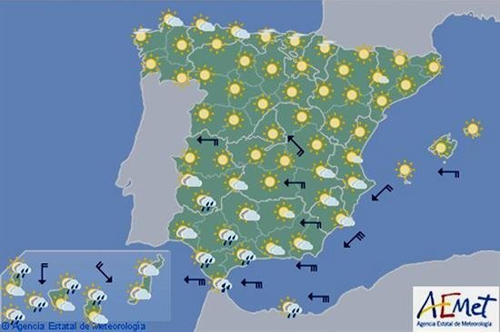 Hoy, cielo nuboso y precipitaciones en Andalucía, Ceuta y Melilla