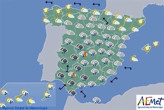 Hoy lloverá en el sur de la península y Canarias y subirán las temperaturas