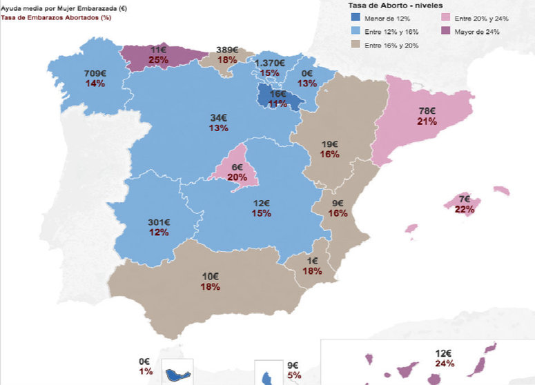 Mapa de la Maternidad en España