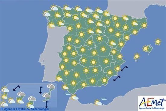 Las temperaturas serán hoy muy altas en el interior peninsular y Baleares