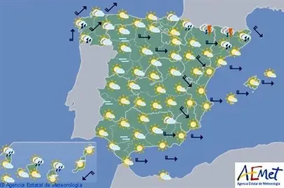 Hoy, lluvias fuertes en el Sistema Central y en el norte