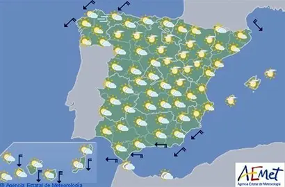Hoy, bajada de term&oacute;metros en Andaluc&iacute;a y Canarias y tormentas en noroeste
