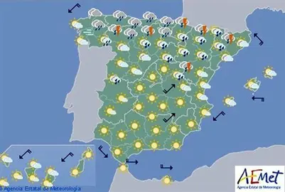 Hoy, chubascos o tormentas fuertes y granizo en el tercio norte peninsular