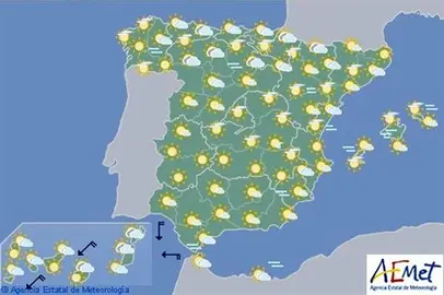 Temperaturas altas en la mitad interior sur peninsular