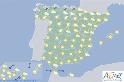 Hoy, las temperaturas contin&uacute;an altas en el sur y nordeste peninsular