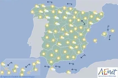 Hoy, temperaturas altas en la vertiente atl&aacute;ntica, alto Ebro y Canarias