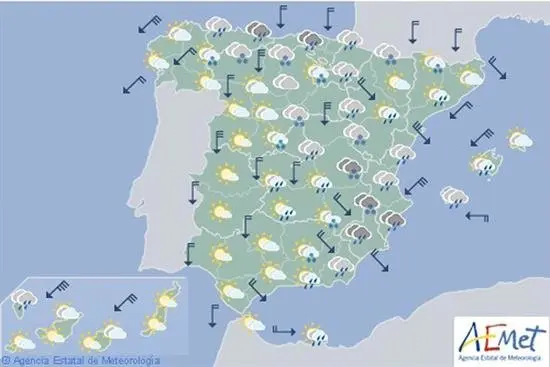 Fuertes lluvias en el Cant&aacute;brico y Levante, y bajada notable de temperaturas
