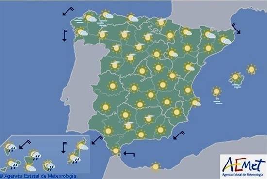 Hoy sol en toda España salvo en Canarias, donde lloverá
