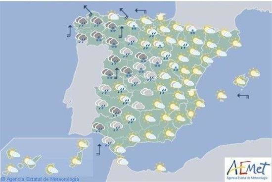 Hoy, lluvias en casi toda España y temperaturas al alza
