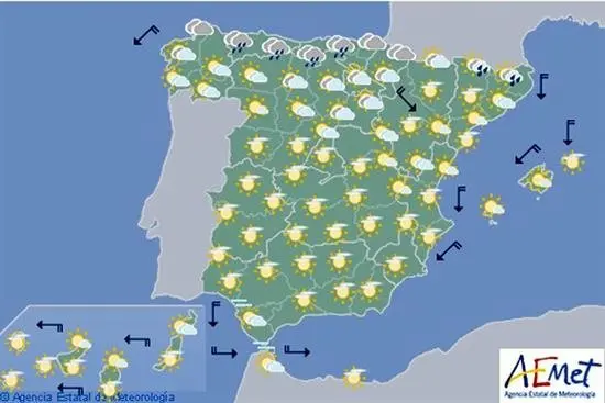 Hoy bajan los term&oacute;metros en mitad nordeste peninsular y suben en Canarias