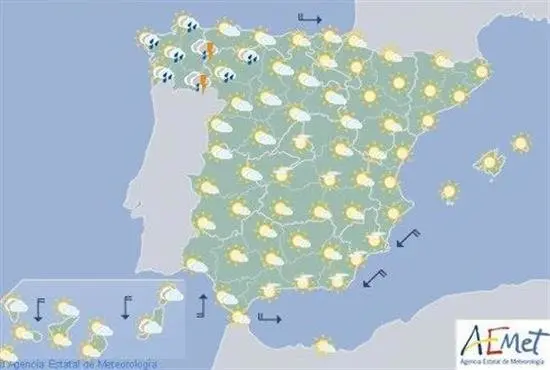 Hoy temperaturas muy altas en el interior y fuertes tormentas en noroeste