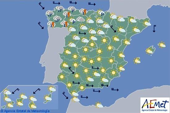 Lluvias fuertes en Galicia, en el Cantábrico y el área mediterránea