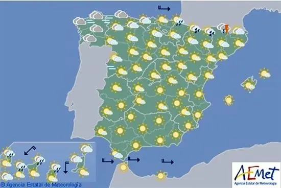 Chubascos con tormentas desde el oeste peninsular a Pirineos